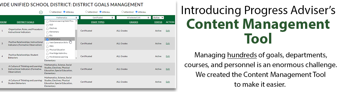 PA Content Management Tool Heading